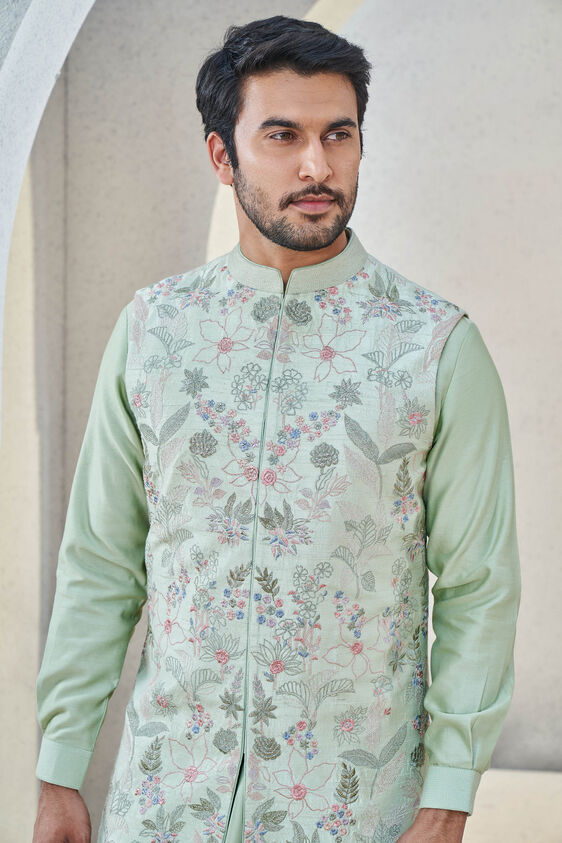 Dhruvam Nehru Jacket, Sage Green, image 4